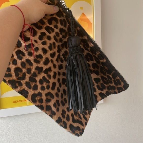 SIMONE CAMILLE Leopard real animal fur Leather Tassel clutch - Picture 9 of 9